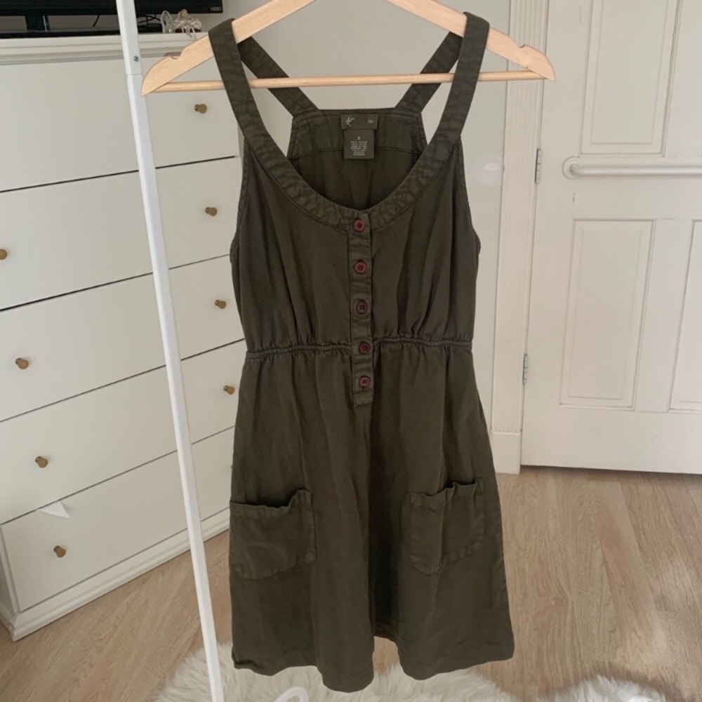 Anthro army green babydoll mini dress